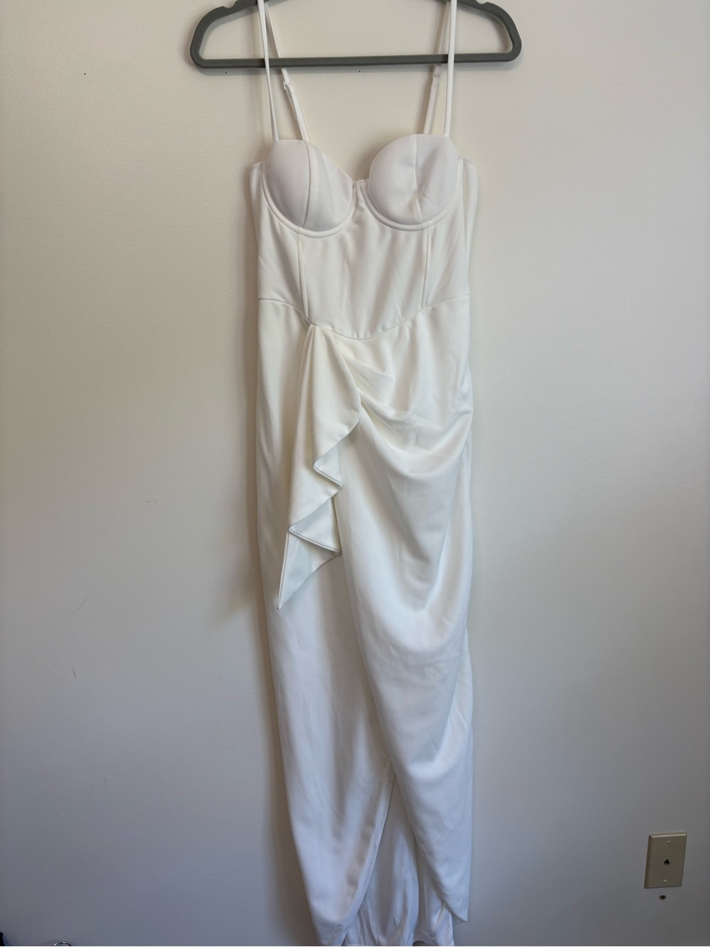 Windsor White Sweetheart Ruffle Slim Crepe Formal Midi Dress Sz M NWT - Picture 5 of 16